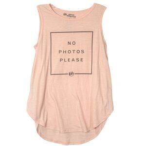 Planet Hollywood Women's Sleeveless No Photo Please Graphic Tank Top Peach Small